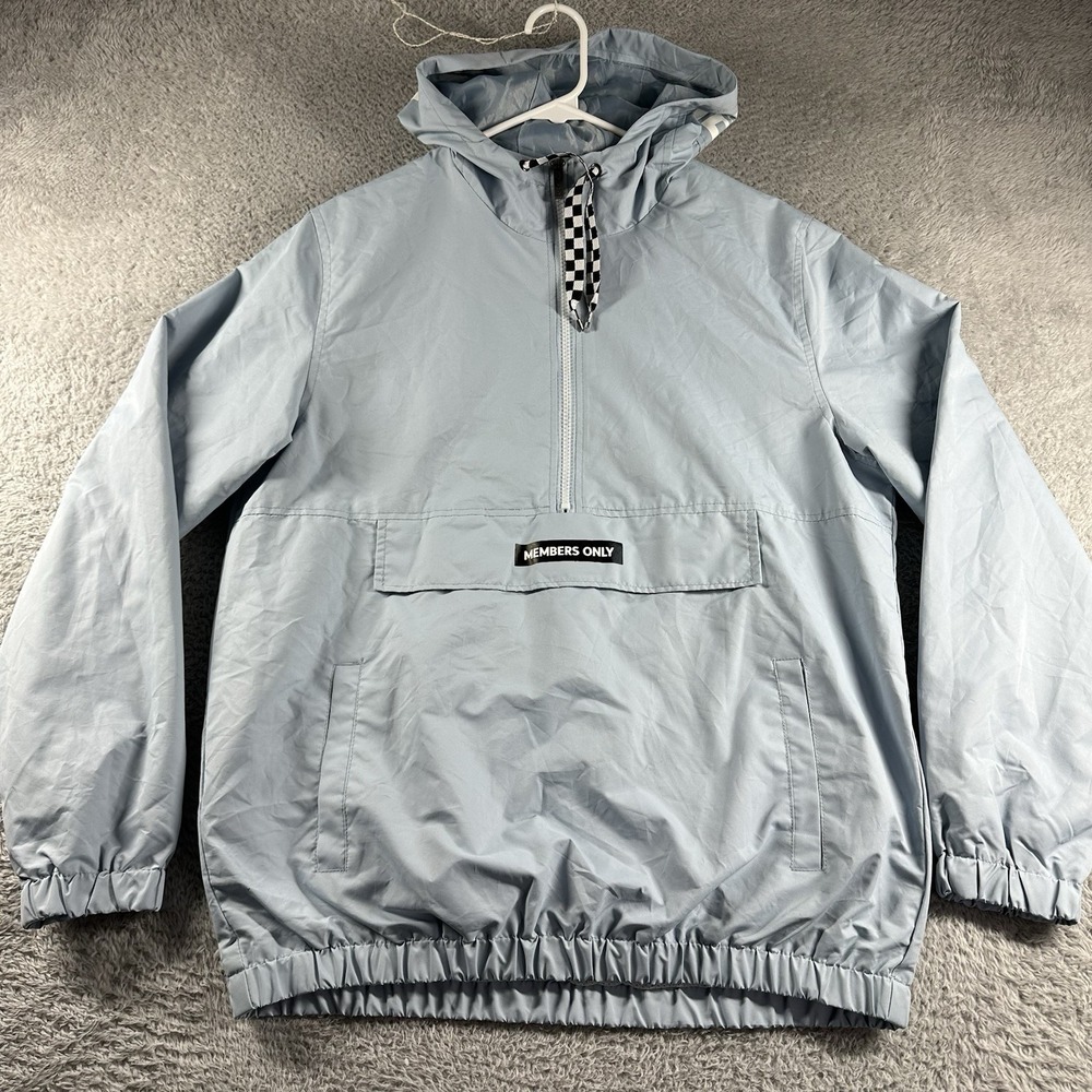 Members Only Anorak Jacket Mens Small Blue Pull Over Windbreaker‎ Lightweight